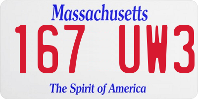 MA license plate 167UW3