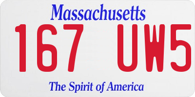 MA license plate 167UW5