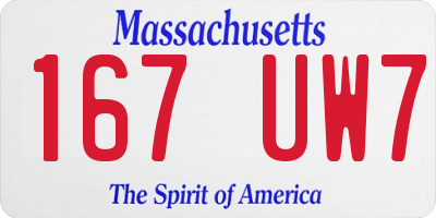 MA license plate 167UW7