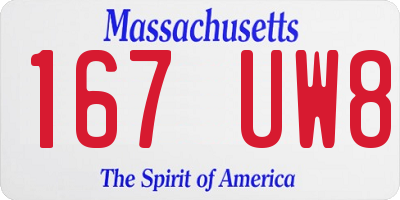 MA license plate 167UW8