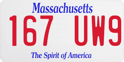 MA license plate 167UW9