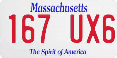 MA license plate 167UX6