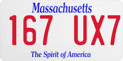 MA license plate 167UX7