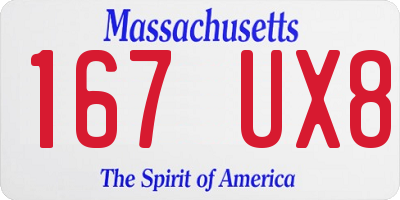 MA license plate 167UX8