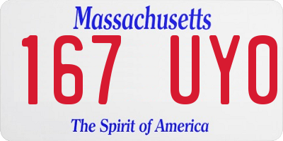 MA license plate 167UY0