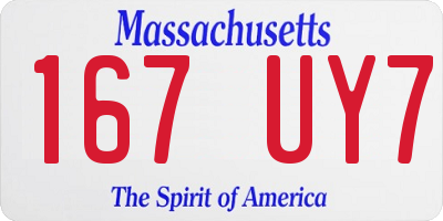 MA license plate 167UY7