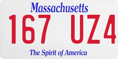 MA license plate 167UZ4