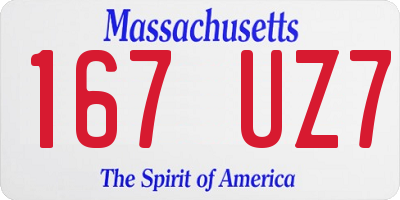 MA license plate 167UZ7