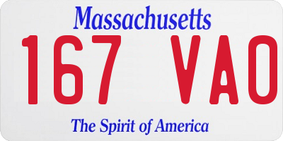 MA license plate 167VA0