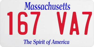 MA license plate 167VA7