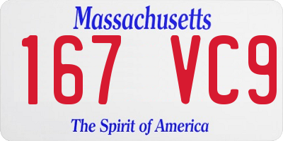 MA license plate 167VC9