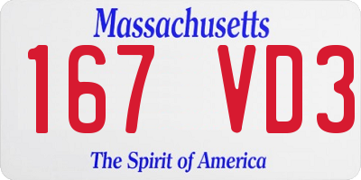 MA license plate 167VD3