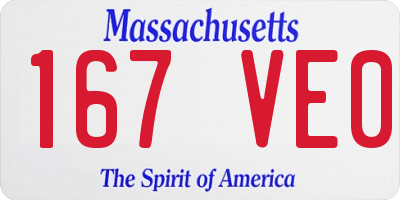 MA license plate 167VE0