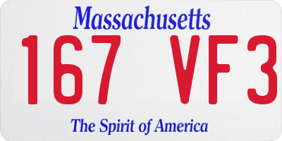 MA license plate 167VF3