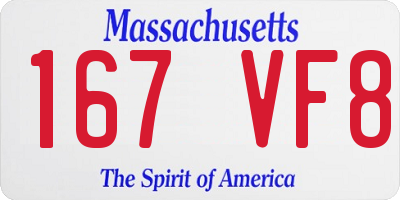 MA license plate 167VF8