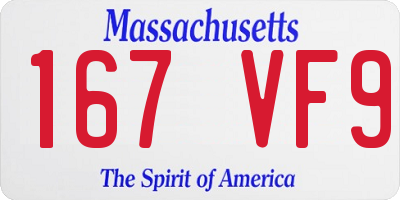 MA license plate 167VF9
