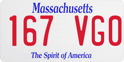 MA license plate 167VG0
