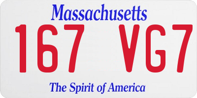 MA license plate 167VG7