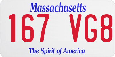 MA license plate 167VG8