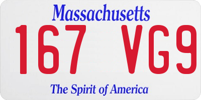 MA license plate 167VG9