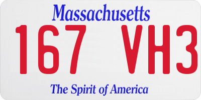 MA license plate 167VH3