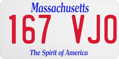MA license plate 167VJ0