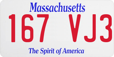 MA license plate 167VJ3