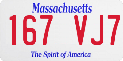 MA license plate 167VJ7