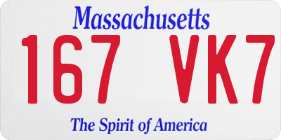 MA license plate 167VK7