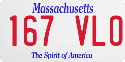 MA license plate 167VL0