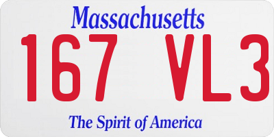 MA license plate 167VL3