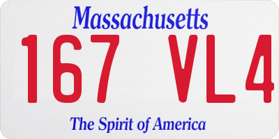 MA license plate 167VL4