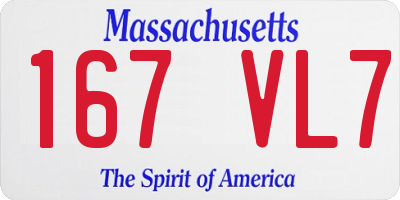 MA license plate 167VL7