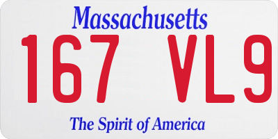 MA license plate 167VL9