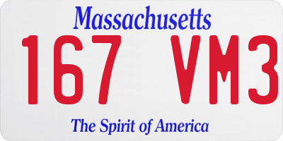 MA license plate 167VM3