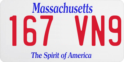 MA license plate 167VN9