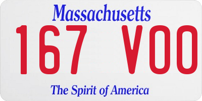 MA license plate 167VO0