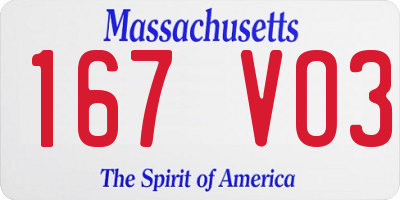 MA license plate 167VO3