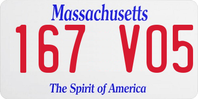 MA license plate 167VO5