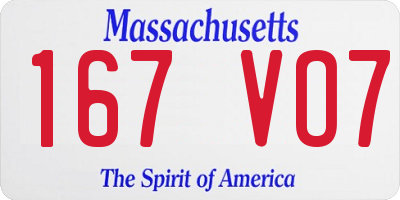 MA license plate 167VO7
