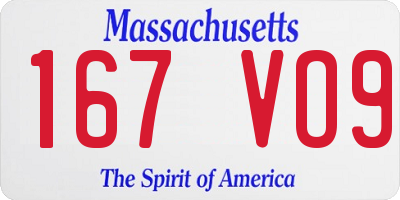 MA license plate 167VO9
