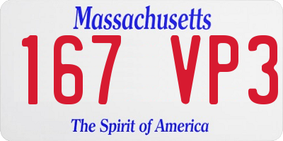 MA license plate 167VP3