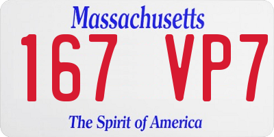 MA license plate 167VP7