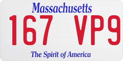 MA license plate 167VP9
