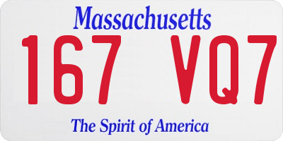 MA license plate 167VQ7