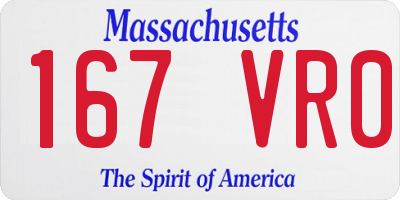 MA license plate 167VR0