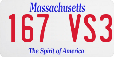 MA license plate 167VS3
