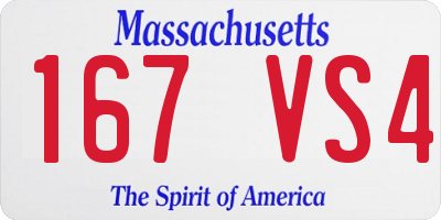 MA license plate 167VS4