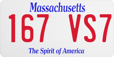 MA license plate 167VS7