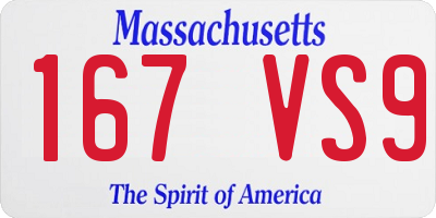 MA license plate 167VS9